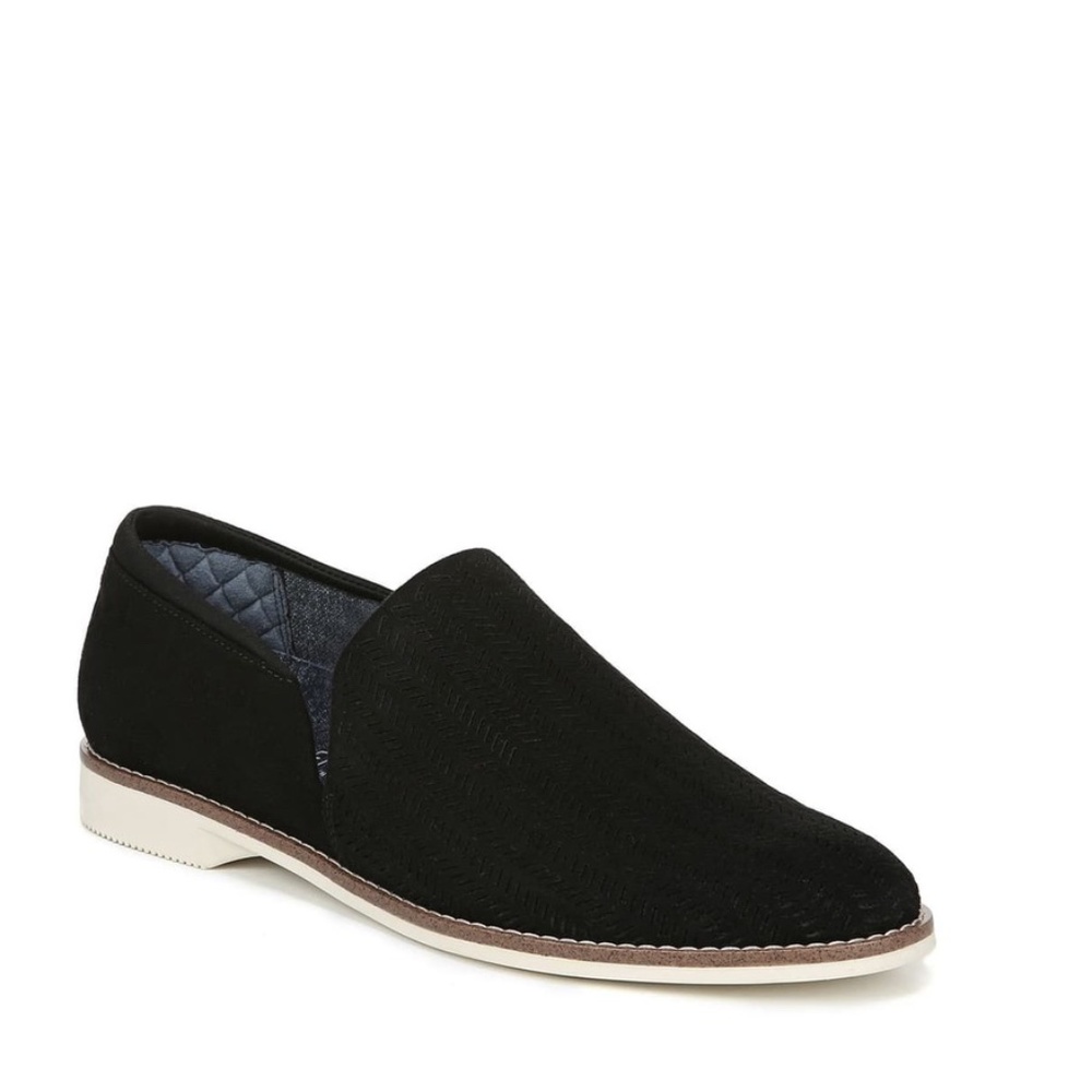 Black Perforated Slip-On Casual Boyfriend Loafers - Picture 11 of 12